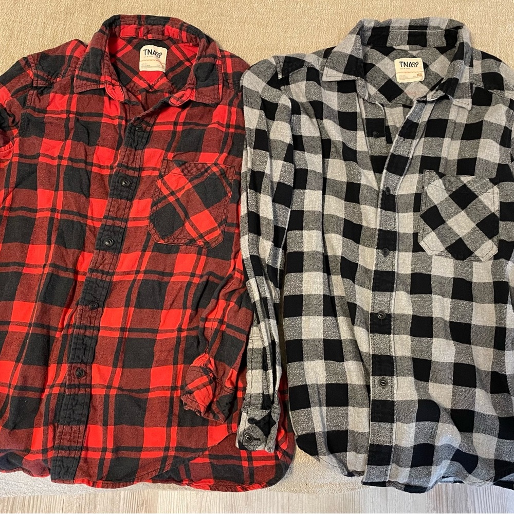 TNA Plaid Shirts - Red S and gray XS